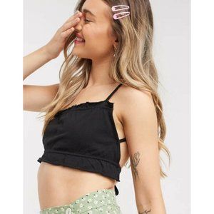 ASOS Ruffle Trim Tie Detail Backless Crop Top